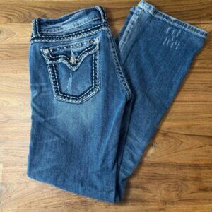 Miss Me Jeans Women’s 31 Boot Cut JP400G-8L Distressed Embellished Flap Pockets